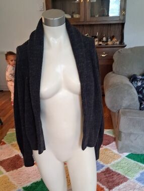 GAP Dark Gray Open-Front Ribbed Cardigan